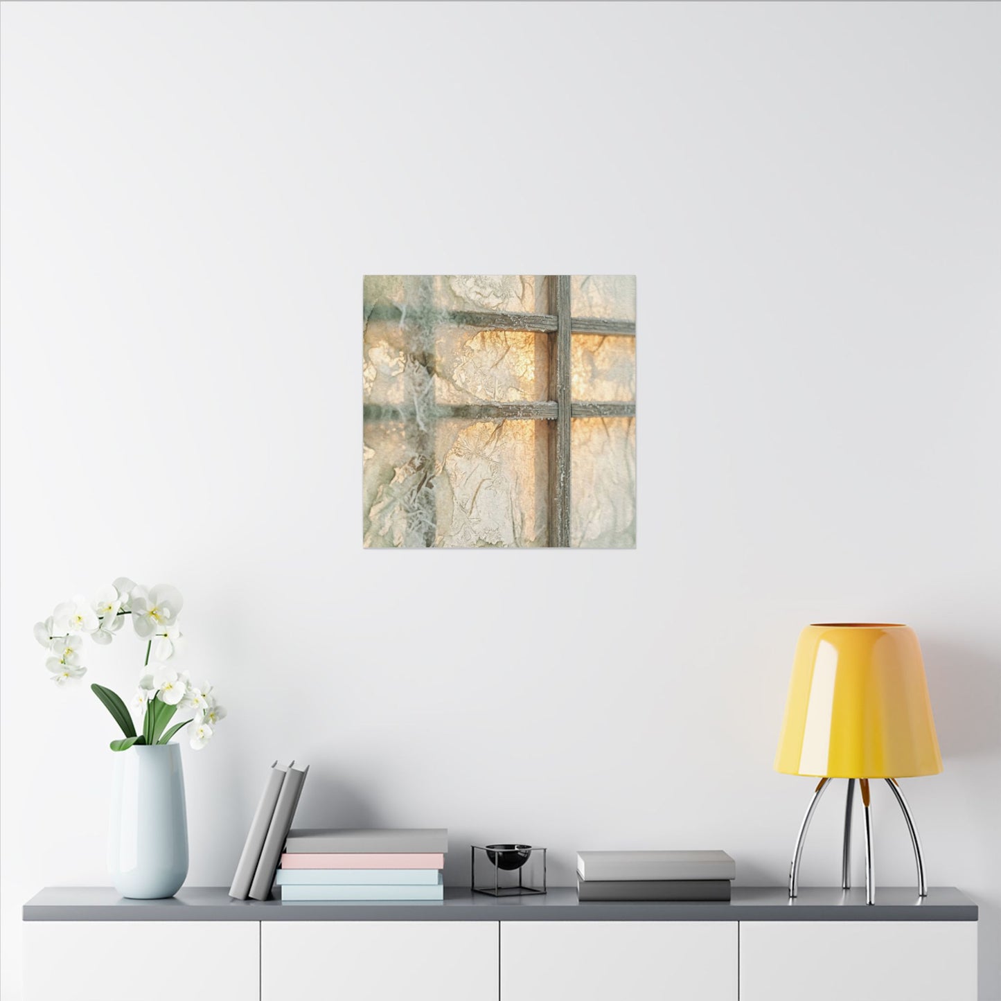 Neutral Shoji Screen Canvas Art - Watercolor Japandi