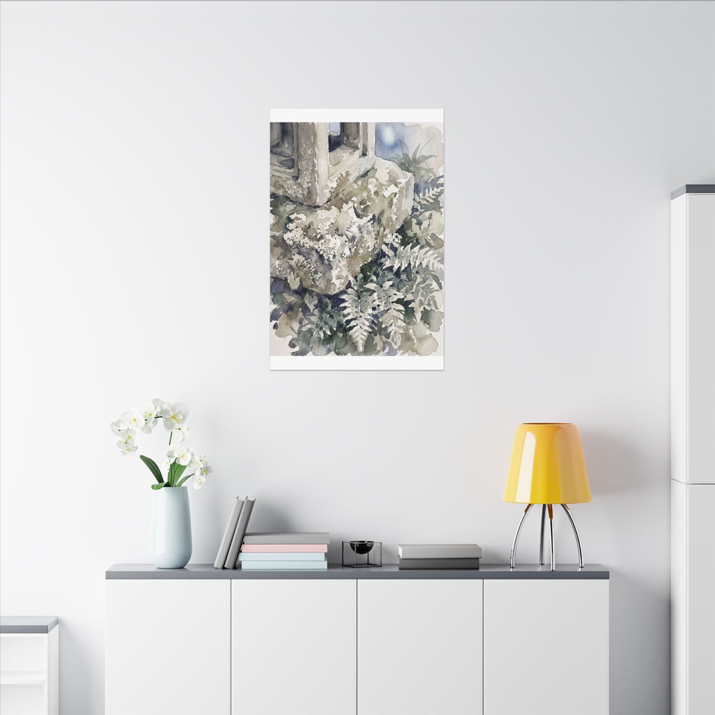 Stone Lantern Watercolor Canvas Art | Elegant Japandi Art