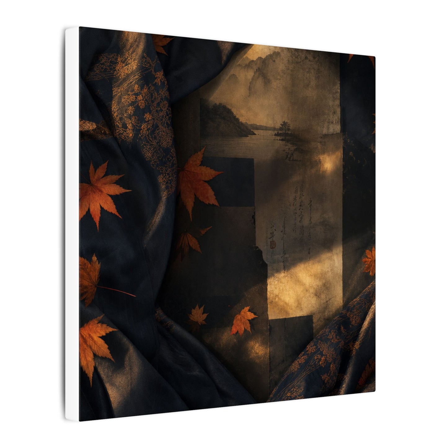 Autumn Silk Drape Shadow Zen Canvas Art | Bold Decor