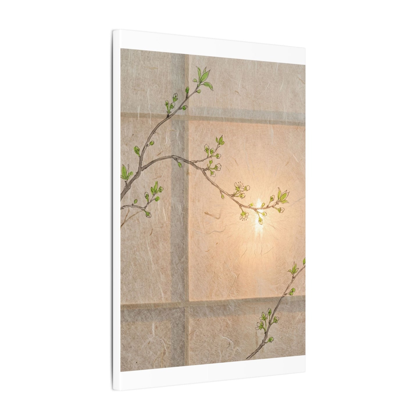 Warm Shoji Screen Canvas Art - Minimal Line Japandi
