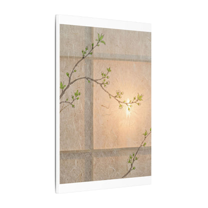 Warm Shoji Screen Canvas Art - Minimal Line Japandi