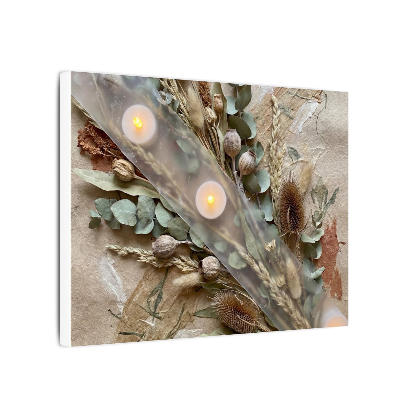 Candlelight Dried Flowers Canvas Art - Japandi Kanso