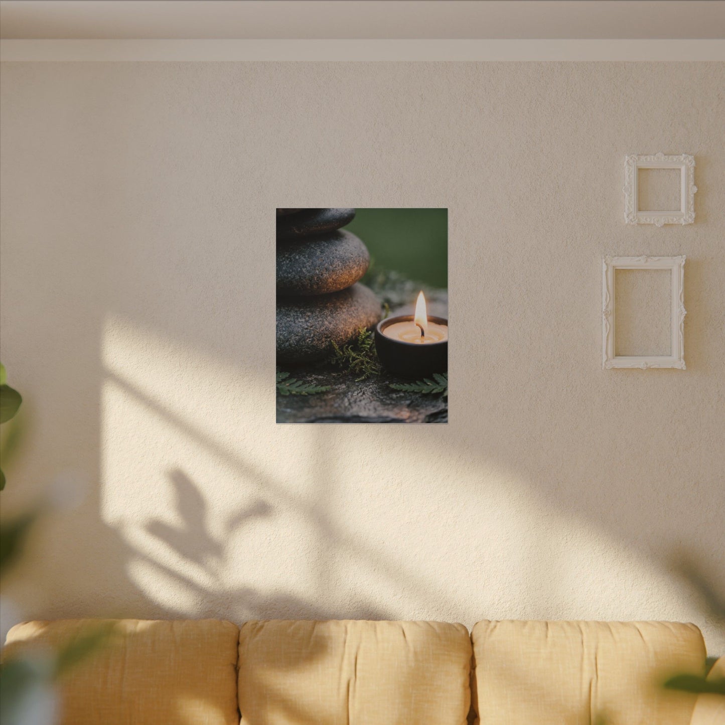Warm River Stones Canvas Art - Japanese Pattern Japandi