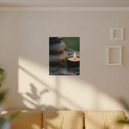 Warm River Stones Canvas Art - Japanese Pattern Japandi