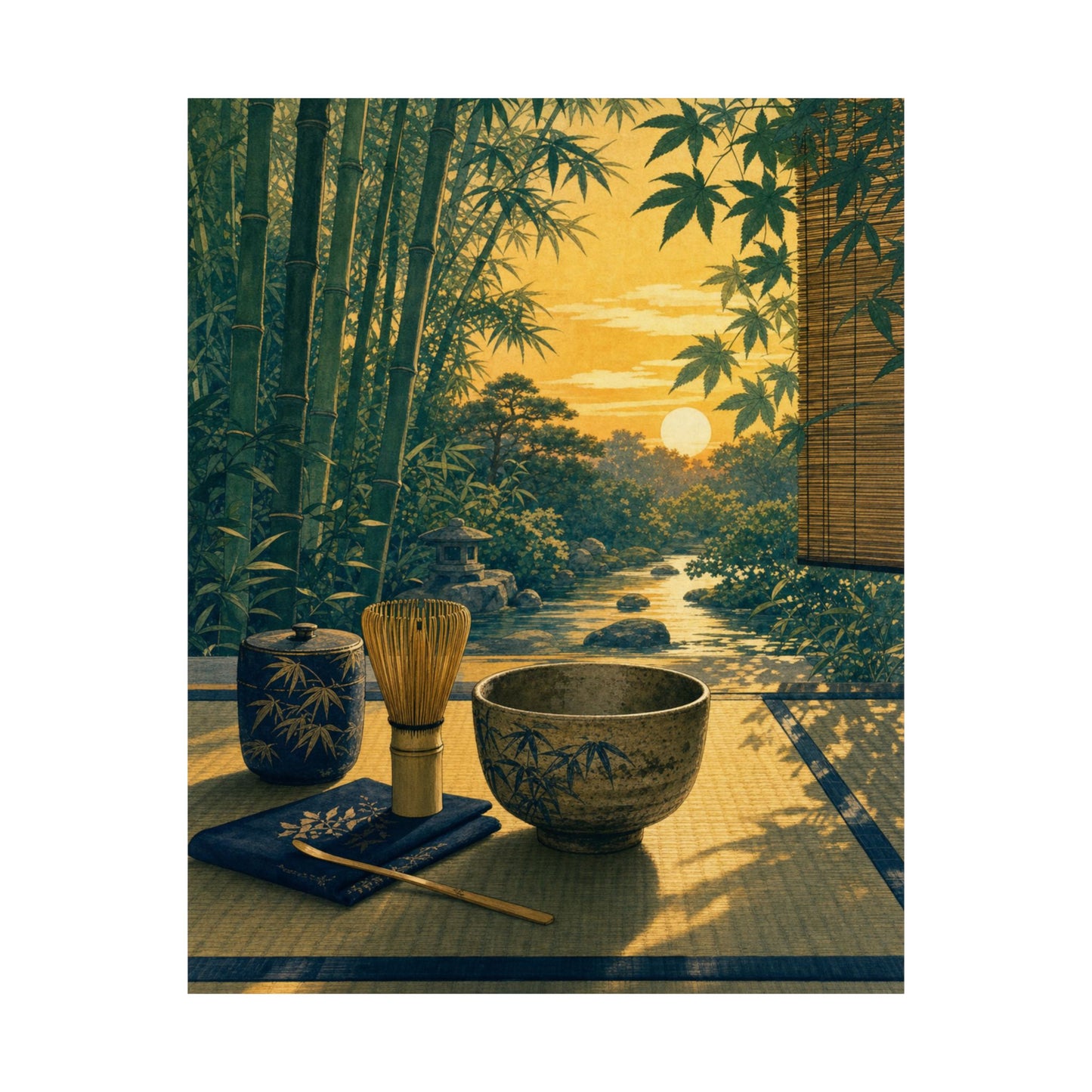 Tea Ceremony Wall Art Print | Summer Zen Ukiyo E Inspired Art