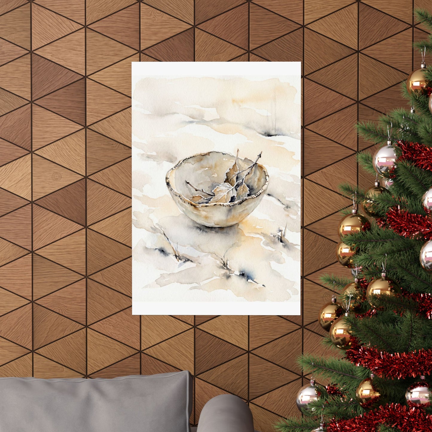 Fukinsei Ceramic Bowl Wall Art Print - Japandi Watercolor