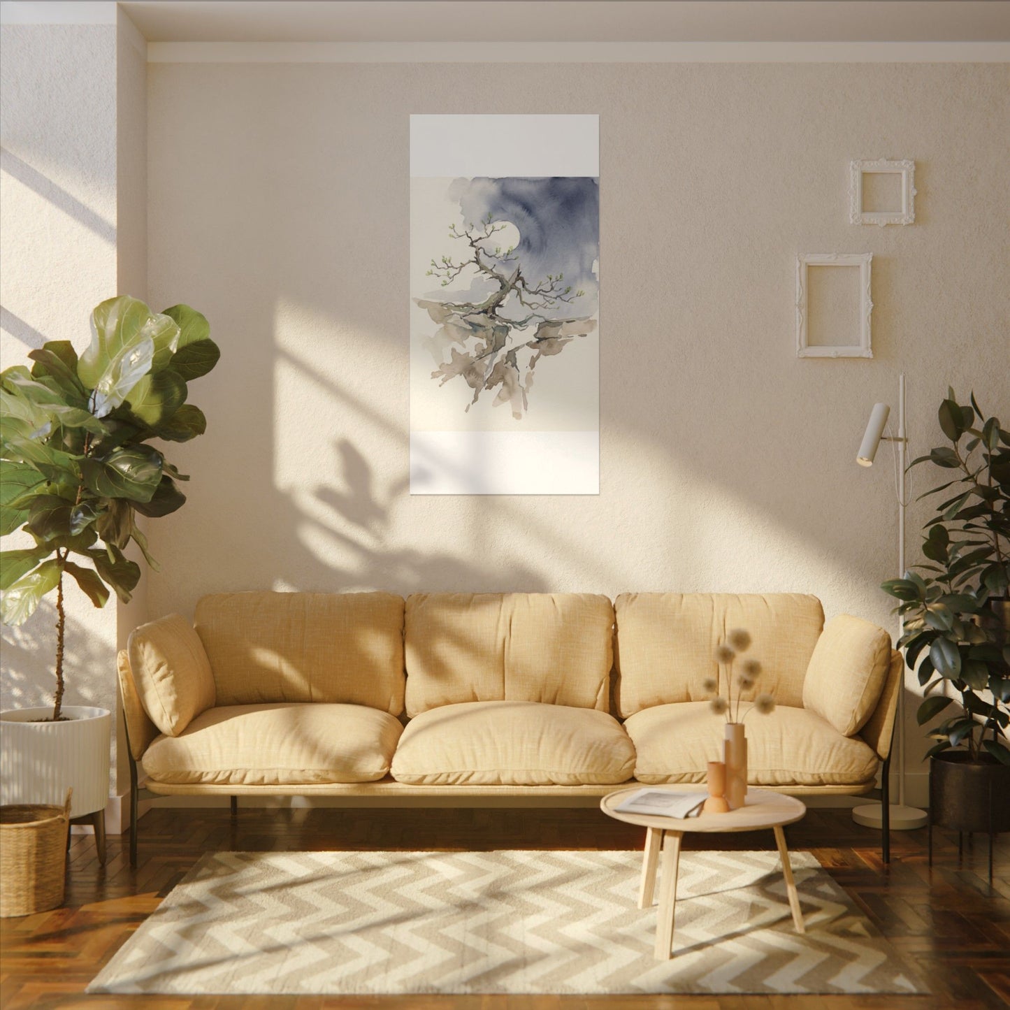 Moonlight Pine Tree Canvas Art - Japandi Ma