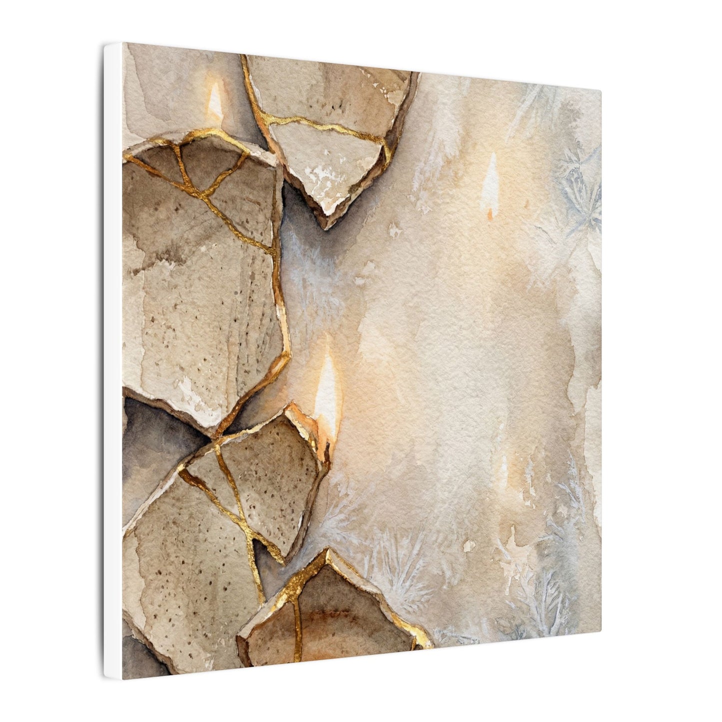 Broken Pottery Winter Canvas Art | Japandi Warm Design