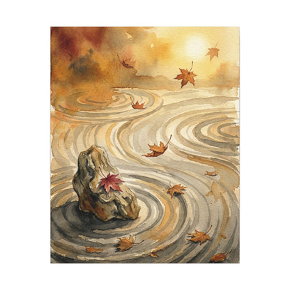 Autumn Rock Garden Watercolor Canvas Art | Neutral Decor