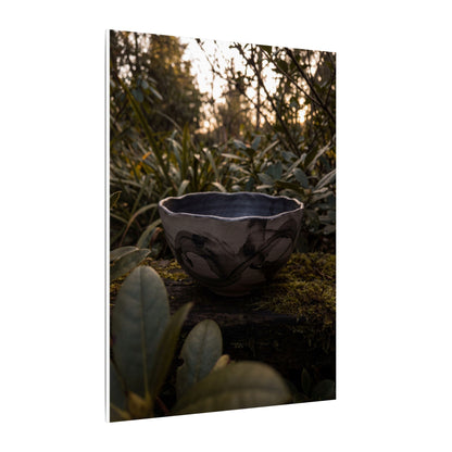 Ceramic Bowl Canvas Art | Summer Dark Japandi Charcoal Ink Art