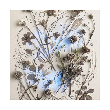 Dried Flowers Minimal Line Canvas Art | Elegant Japandi Art