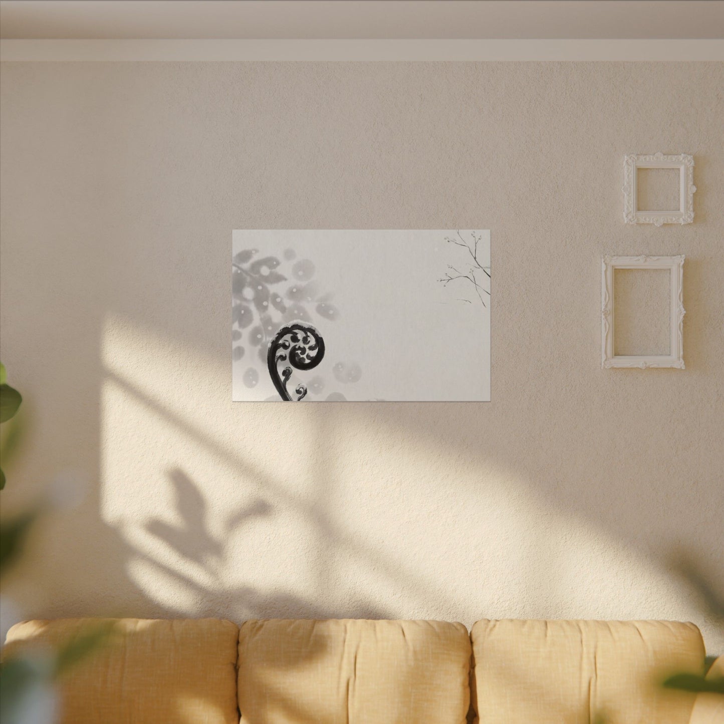 Winter Fern Unfurling Ukiyo E Inspired Canvas Art | Peaceful Decor