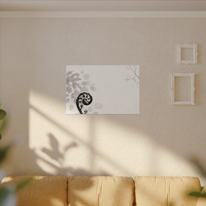 Winter Fern Unfurling Ukiyo E Inspired Canvas Art | Peaceful Decor