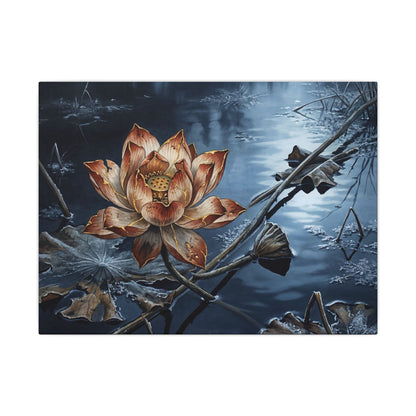 Winter Lotus Flower Broken Beauty Canvas Art | Healing Decor Art Print