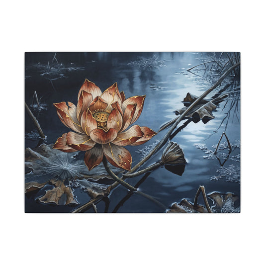 Winter Lotus Flower Broken Beauty Canvas Art | Healing Decor Art Print