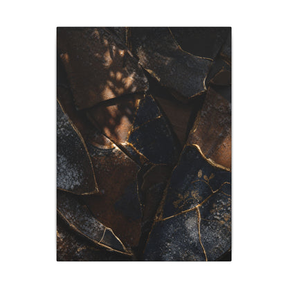 Fukinsei Broken Pottery Canvas Art - Dark Japandi Dark Texture
