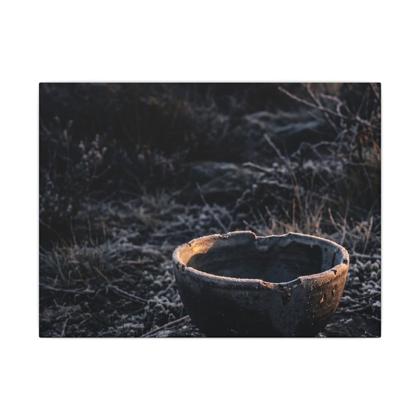 Kanso Ceramic Bowl Canvas Art - Dark Japandi Dark Texture