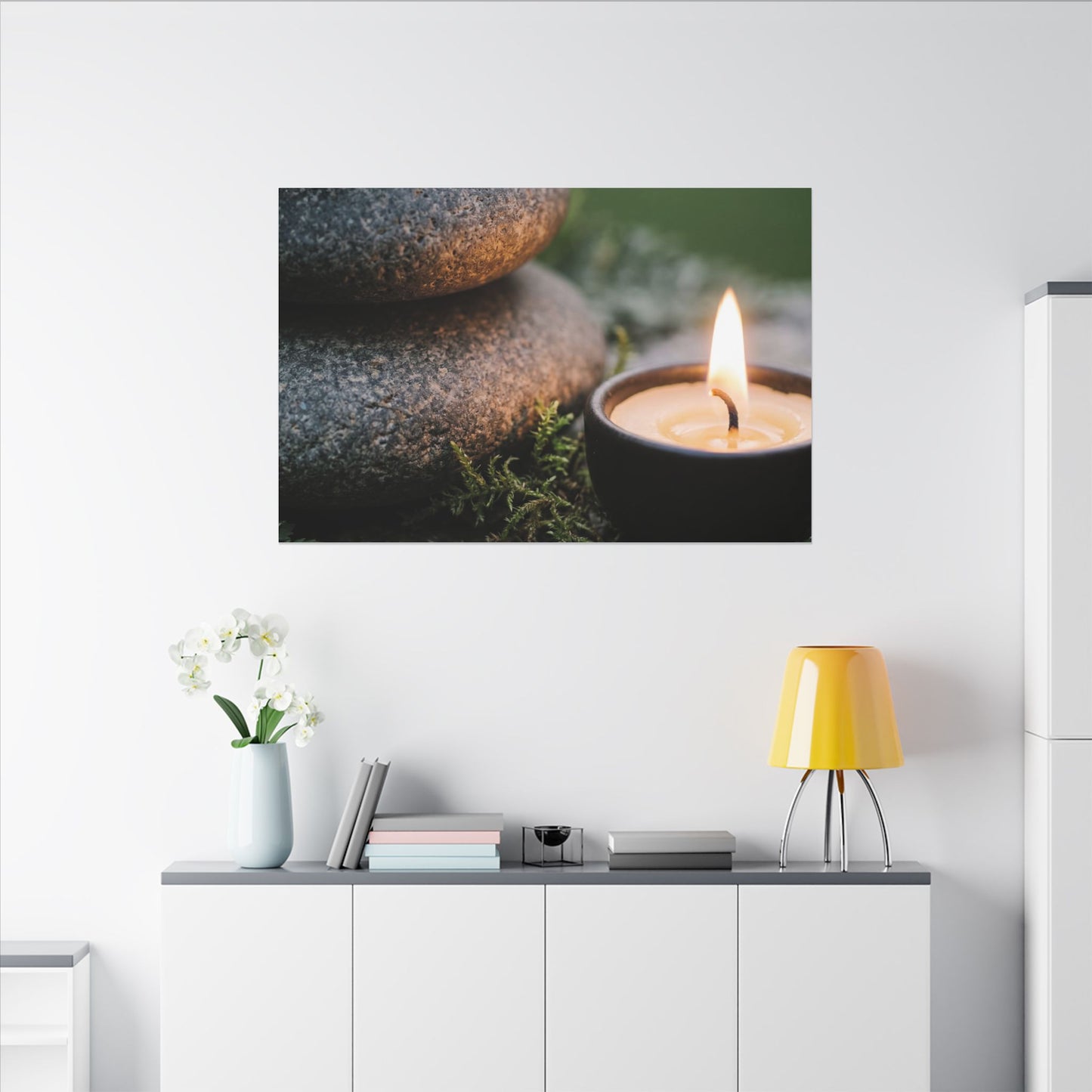 Warm River Stones Canvas Art - Japanese Pattern Japandi