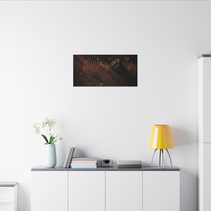 Dark Japandi Rock Garden in Golden Hour | Charcoal Ink Canvas Art