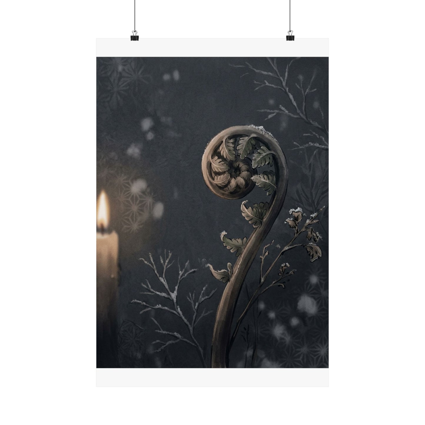 Fern Unfurling Japanese Pattern Wall Art Print | Warm Japandi Art