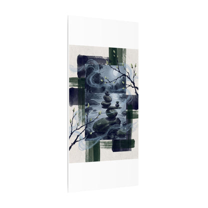 Moonlight River Stones Canvas Art - Zen Shibui