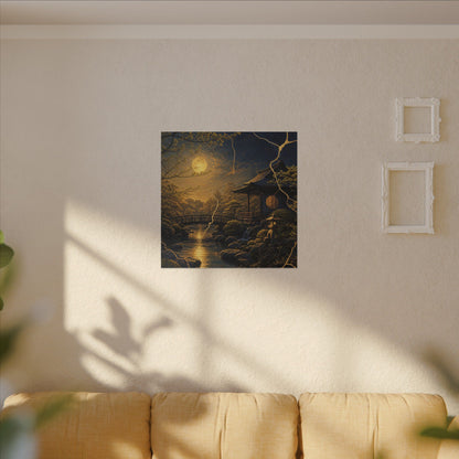 Spring Moonlit Garden Gold Vein Canvas Art | Resilient Decor