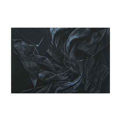 Dark Japandi Silk Drape in Moonlight | Moody Minimal Canvas Art