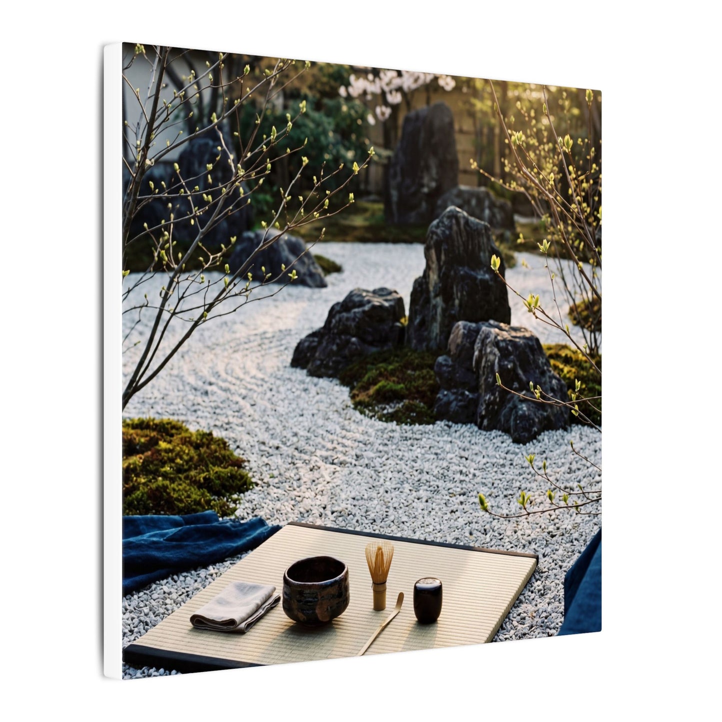 Zen Tea Ceremony in Golden Hour | Karesansui Canvas Art