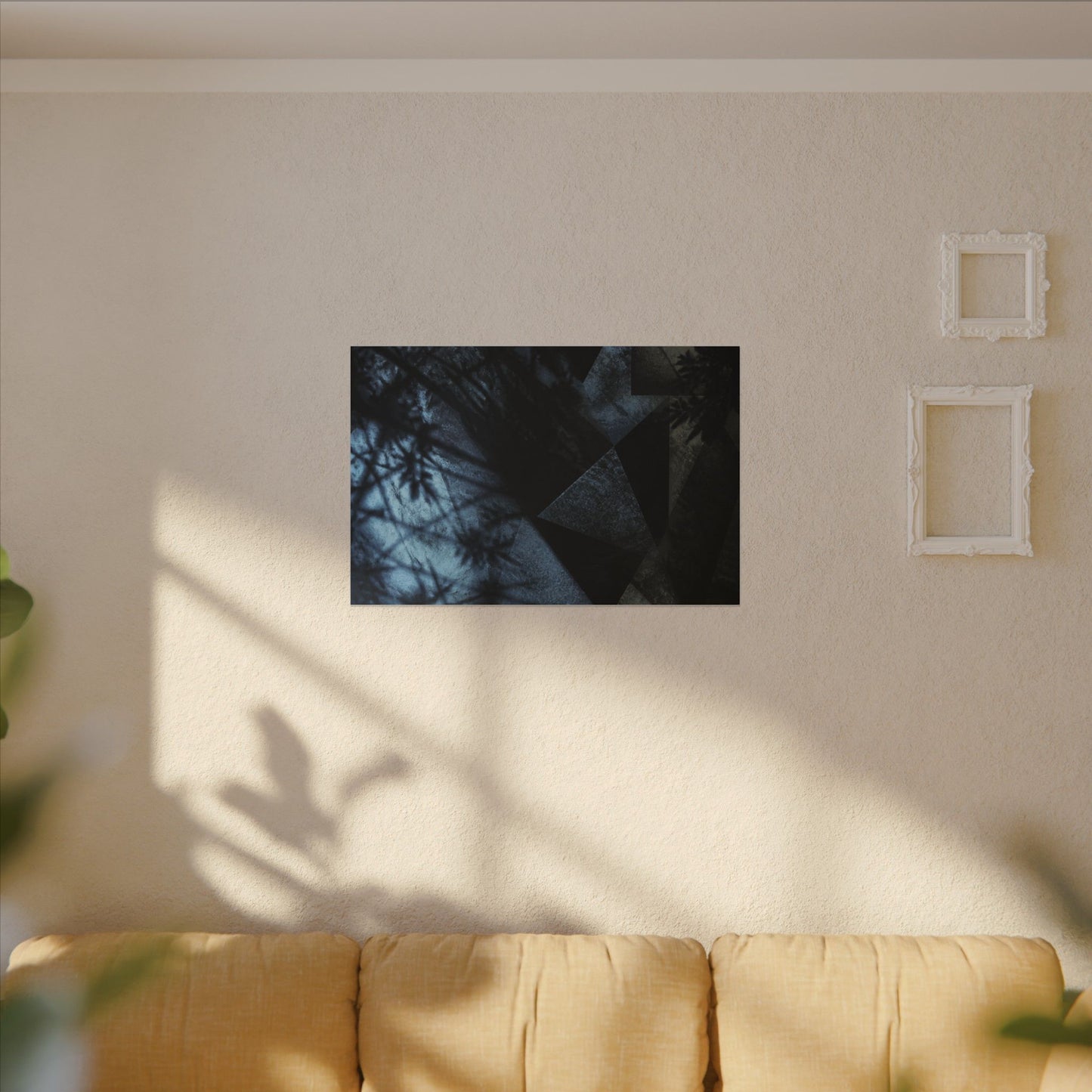 Shadow Play Winter Canvas Art | Dark Japandi Luxurious Design
