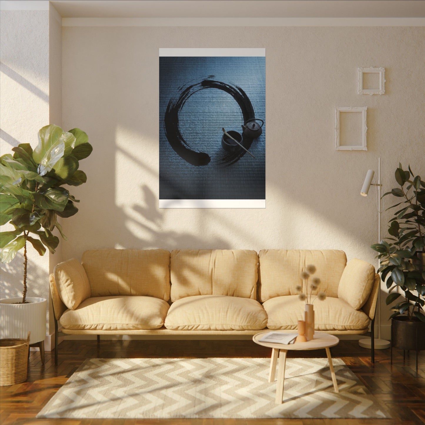 Winter Tea Ceremony Enso Canvas Art | Peaceful Decor