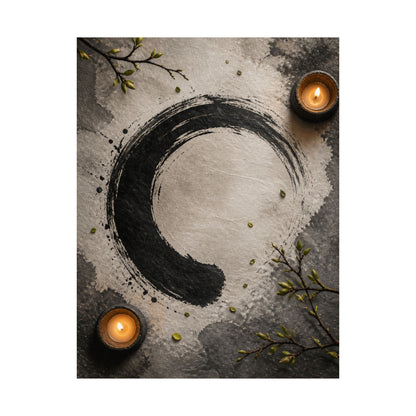 Peaceful Ink Brushstroke Wall Art Print - Enso Zen