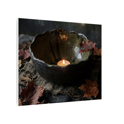 Candlelight Ceramic Bowl Canvas Art - Dark Japandi Kanso
