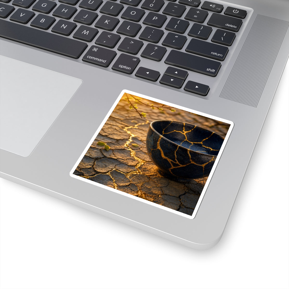 Kintsugi Cracked Earth in Golden Hour | Gold Repair Sticker