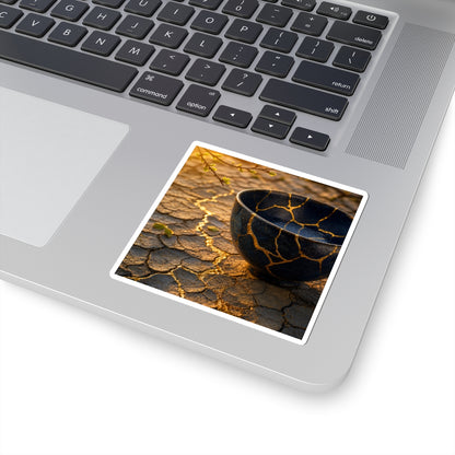 Kintsugi Cracked Earth in Golden Hour | Gold Repair Sticker