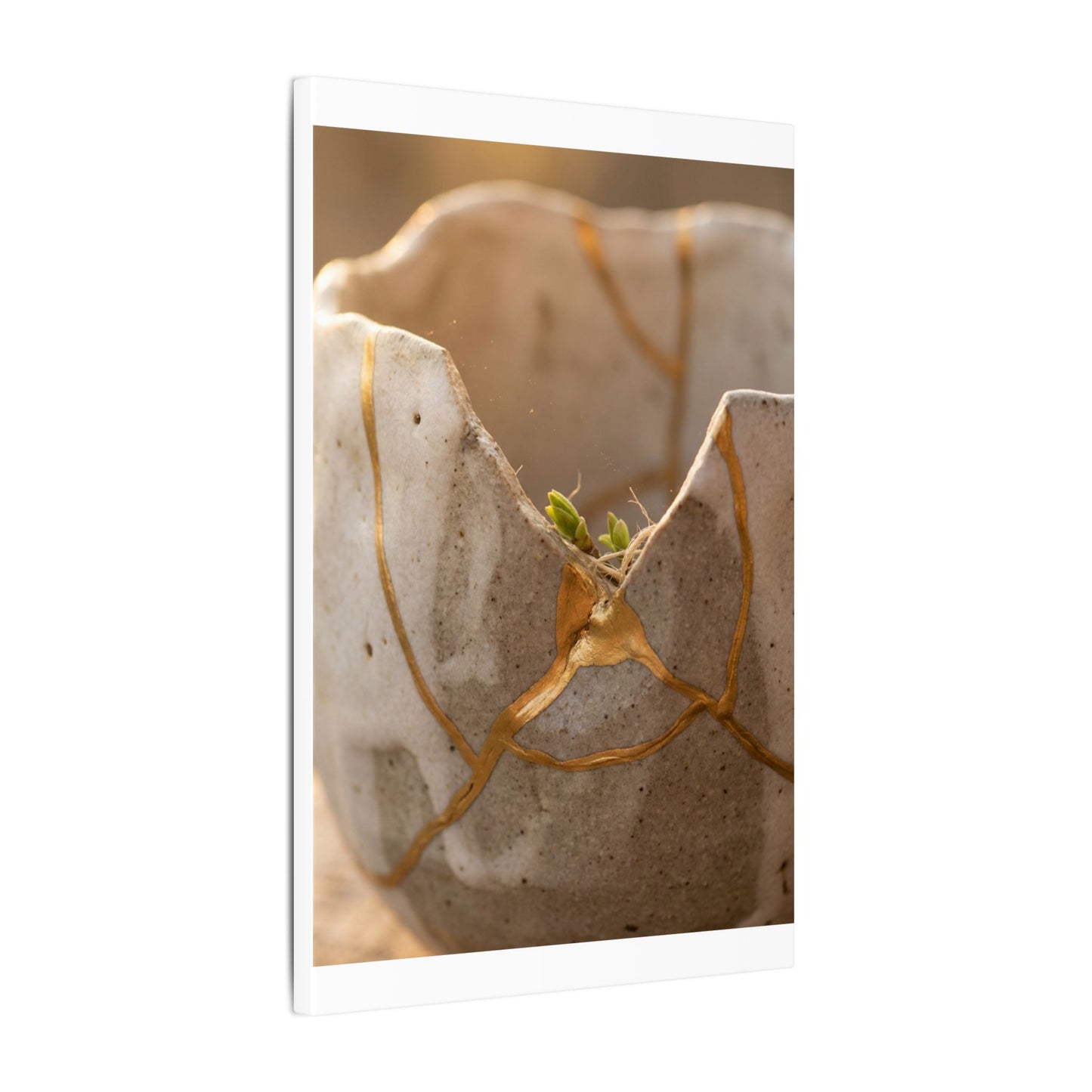Golden Hour Broken Pottery Canvas Art - Japandi Kanso
