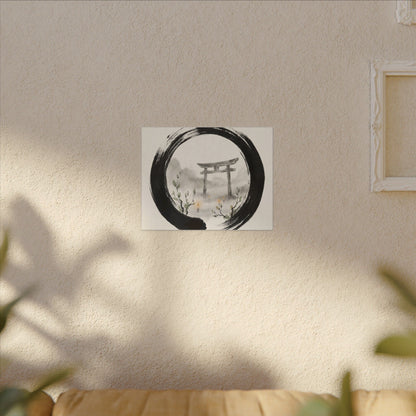 Spring Torii Gate Enso Canvas Art | Tranquil Decor