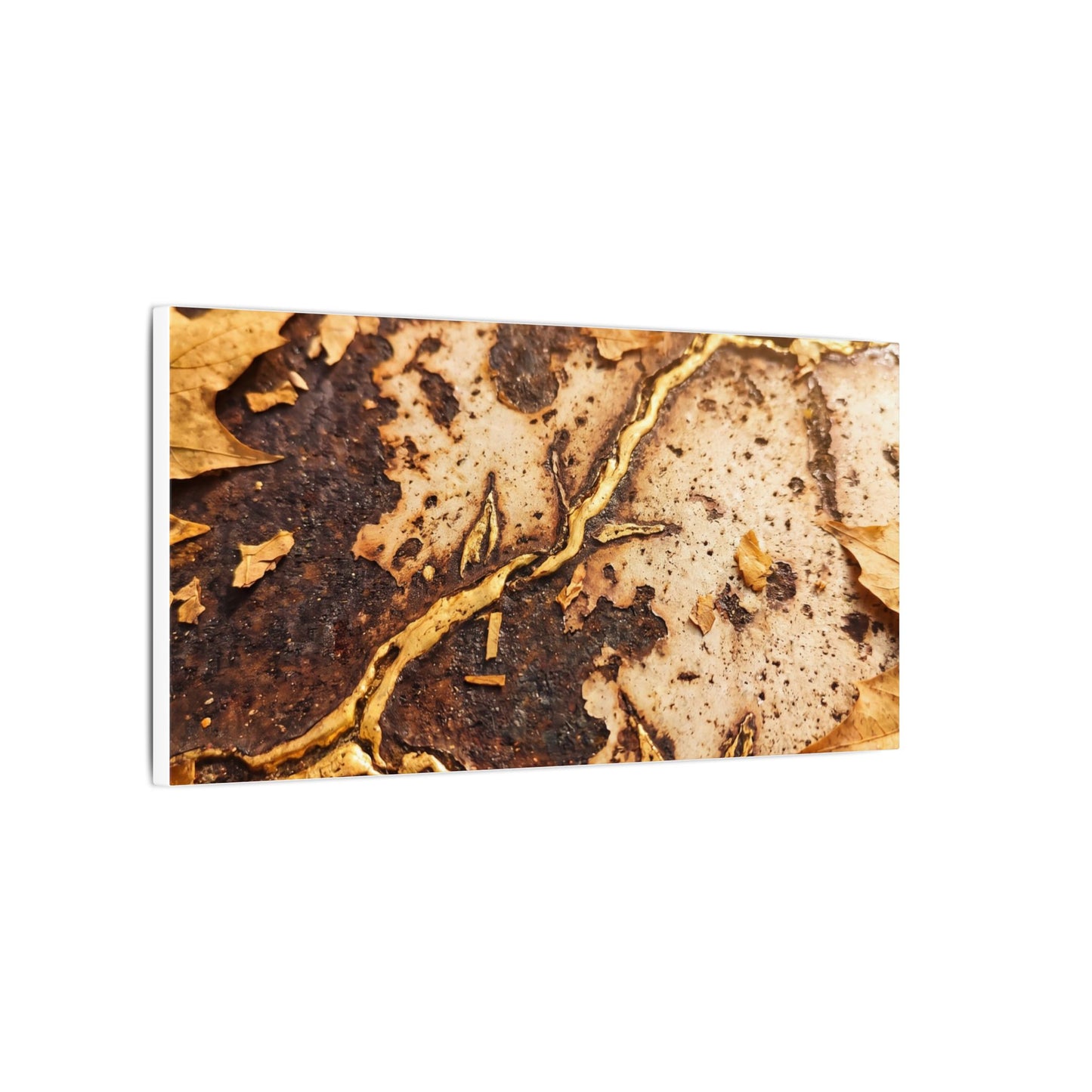 Kintsugi Rust Patina in Golden Hour | Gold Vein Canvas Art