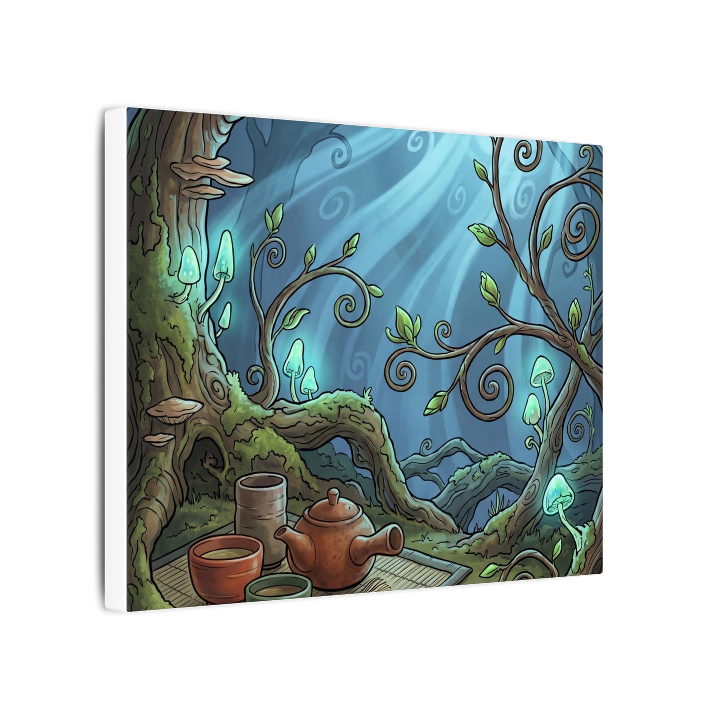 Spring Tea Ceremony Forest Whimsy Canvas Art | Cozy Decor