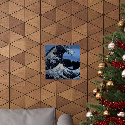 Winter Ocean Wave Gold Repair Wall Art Print | Resilient Decor