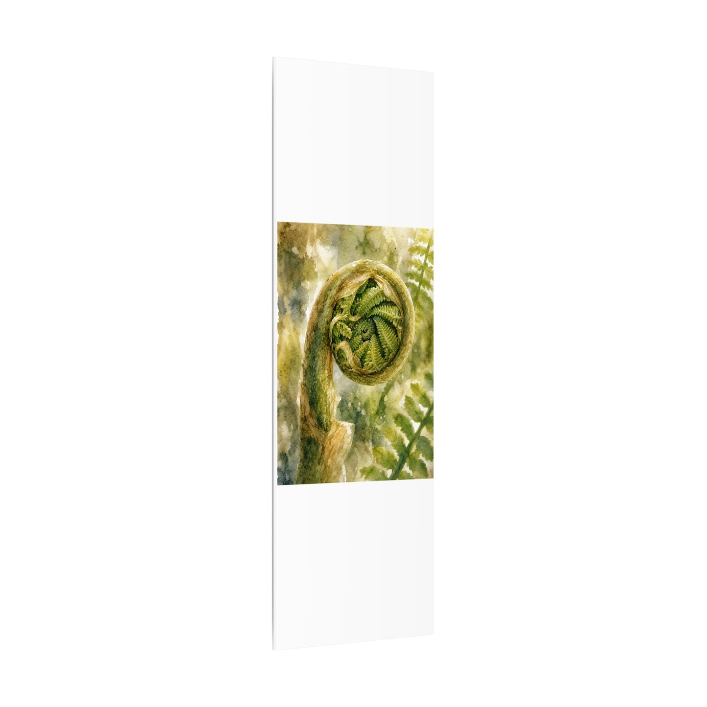 Japandi Fern Unfurling in Dappled | Watercolor Canvas Art