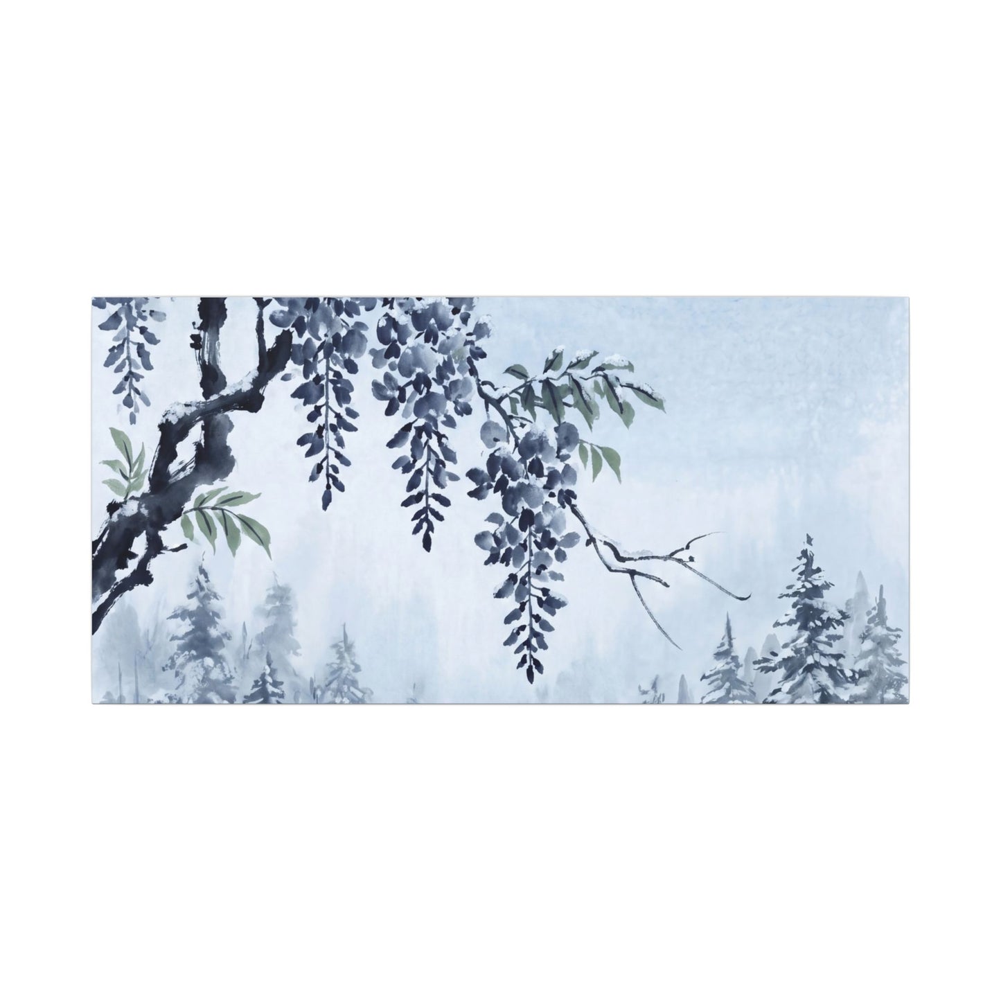Seijaku Wisteria Canvas Art - Zen Sumi E