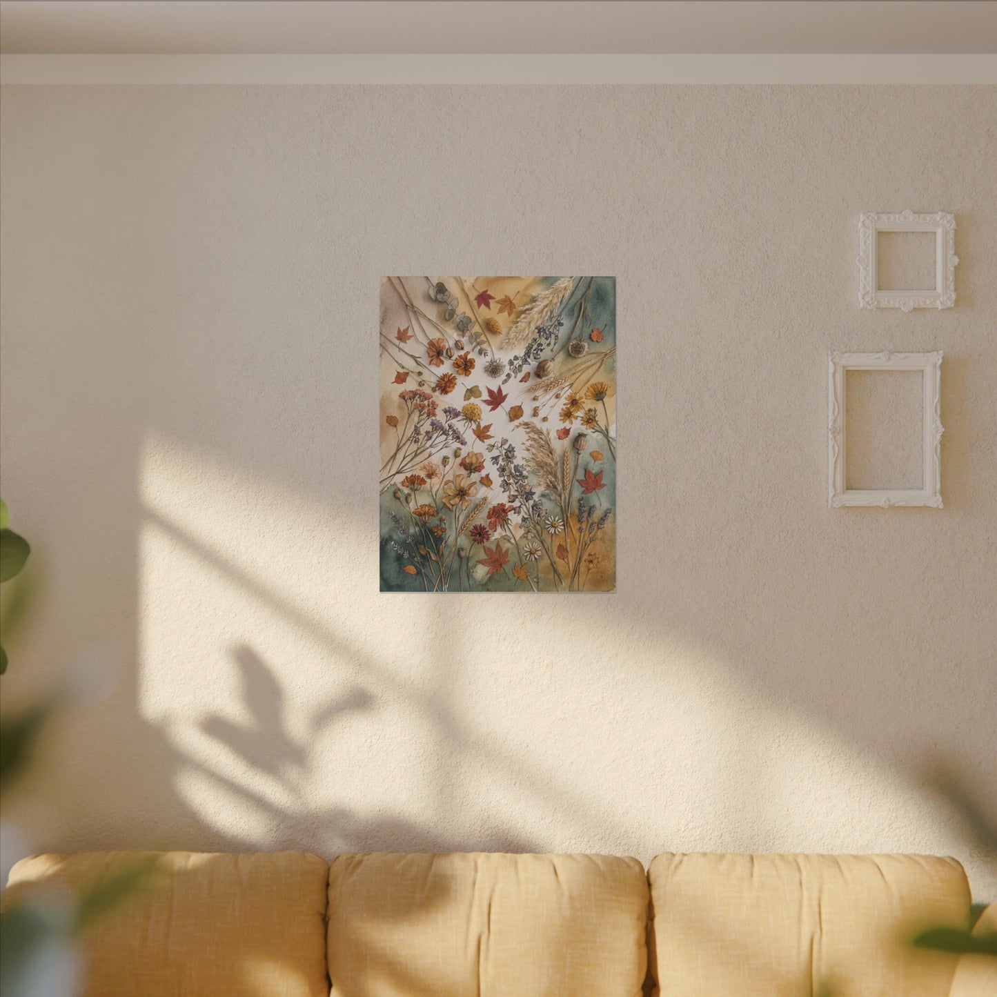 Dried Flowers Canvas Art | Autumn Japandi Watercolor Art
