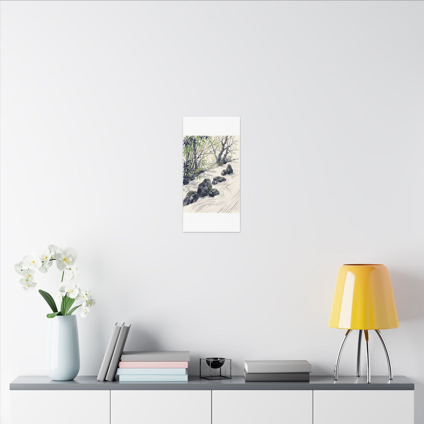 Dappled Rock Garden Canvas Art - Zen Mono No Aware