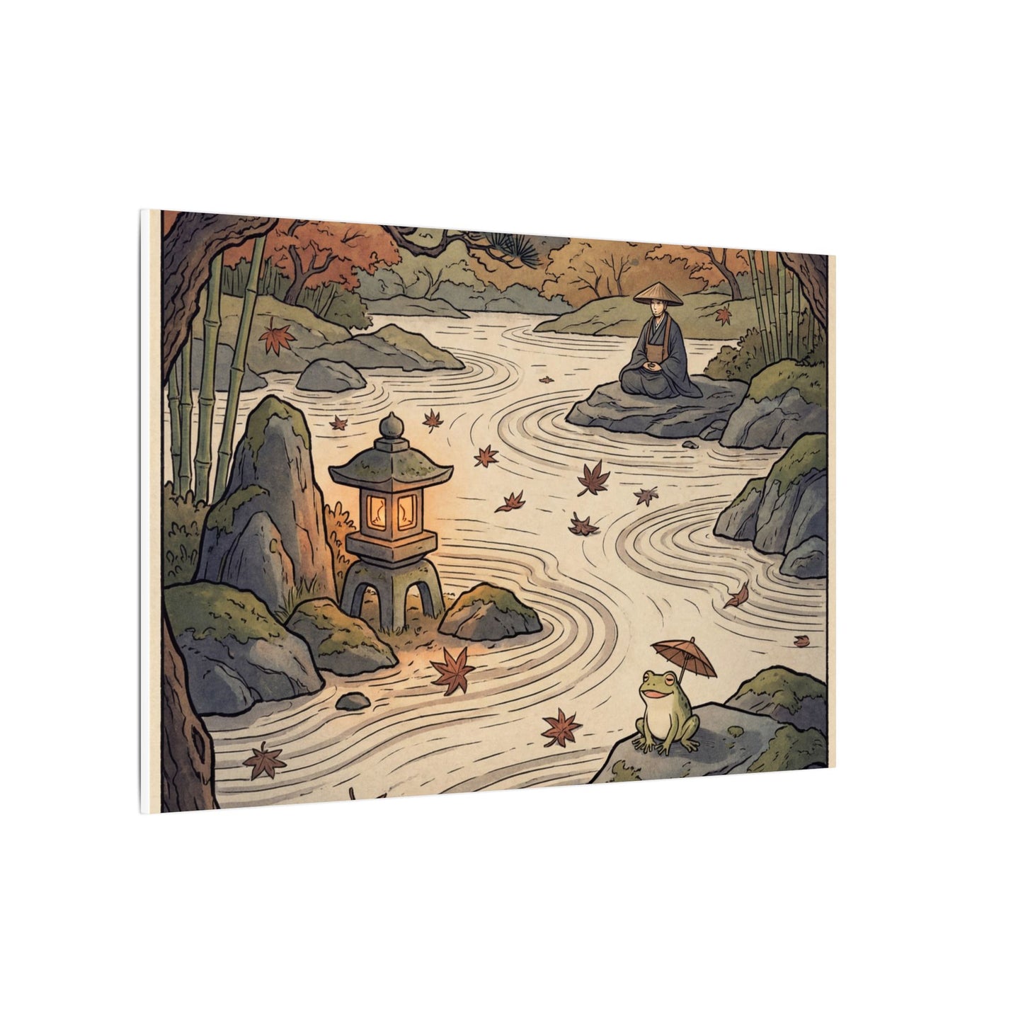 Rock Garden Autumn Canvas Art | Zen Serene Design