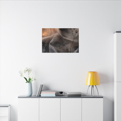 Japandi Silk Drape in Candlelight | Watercolor Canvas Art