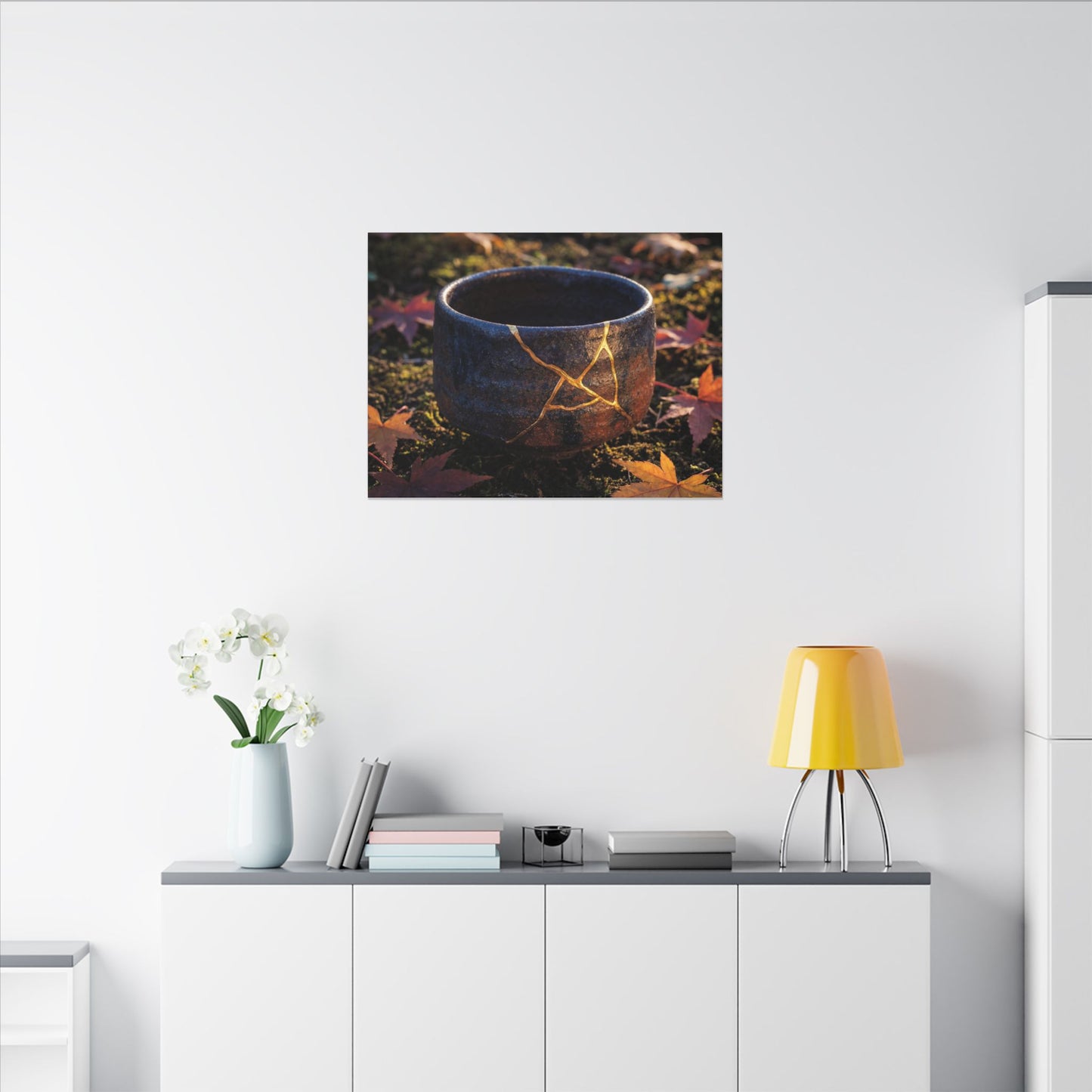 Kanso Moonlit Garden Canvas Art - Kintsugi Gold Repair