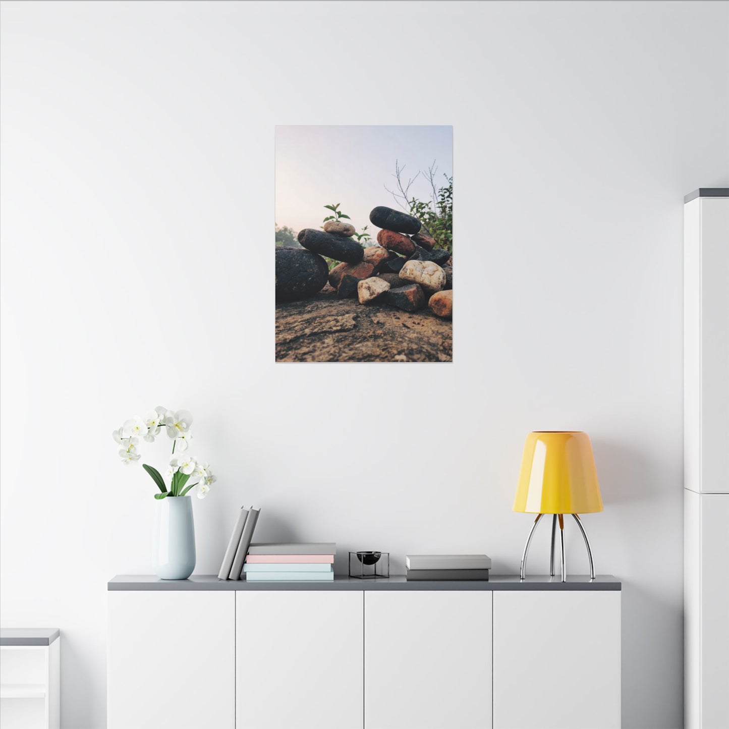 River Stones Canvas Art | Spring Kintsugi Broken Beauty Art