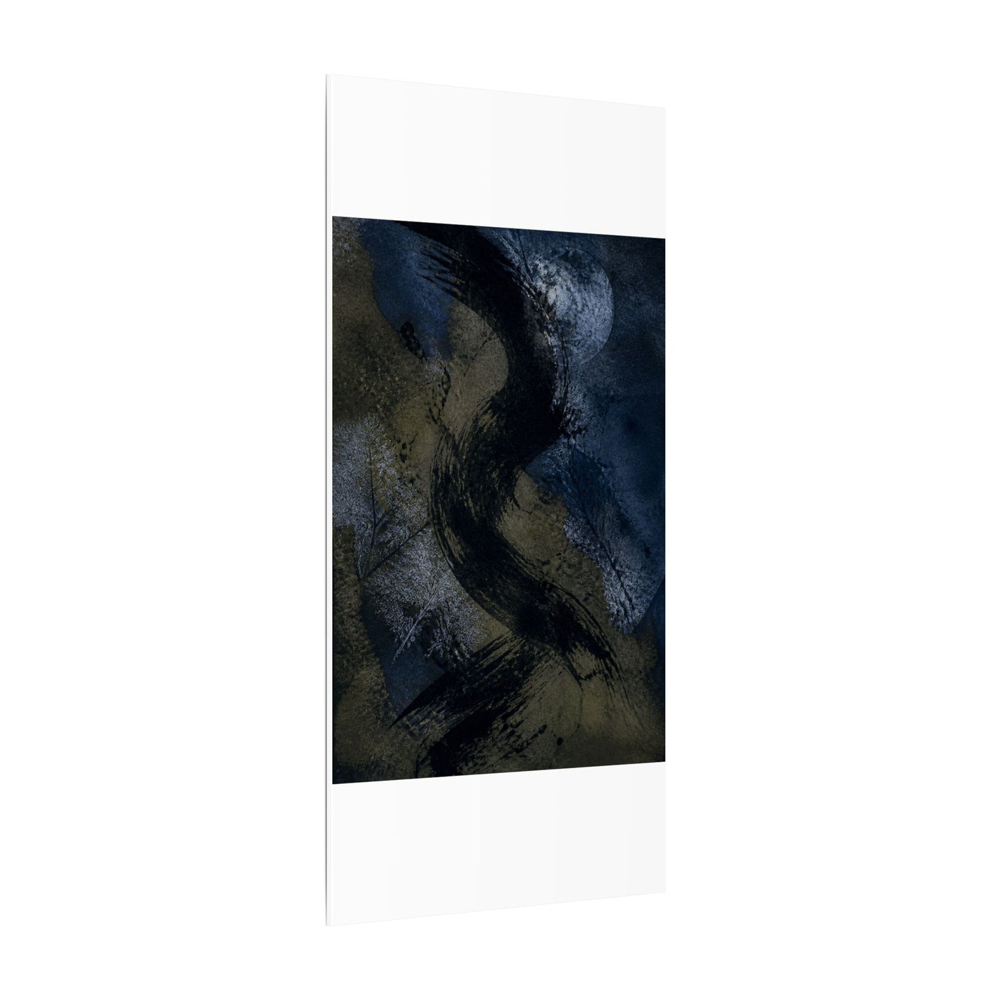 Shibui Ink Brushstroke Canvas Art - Dark Japandi Dark Texture