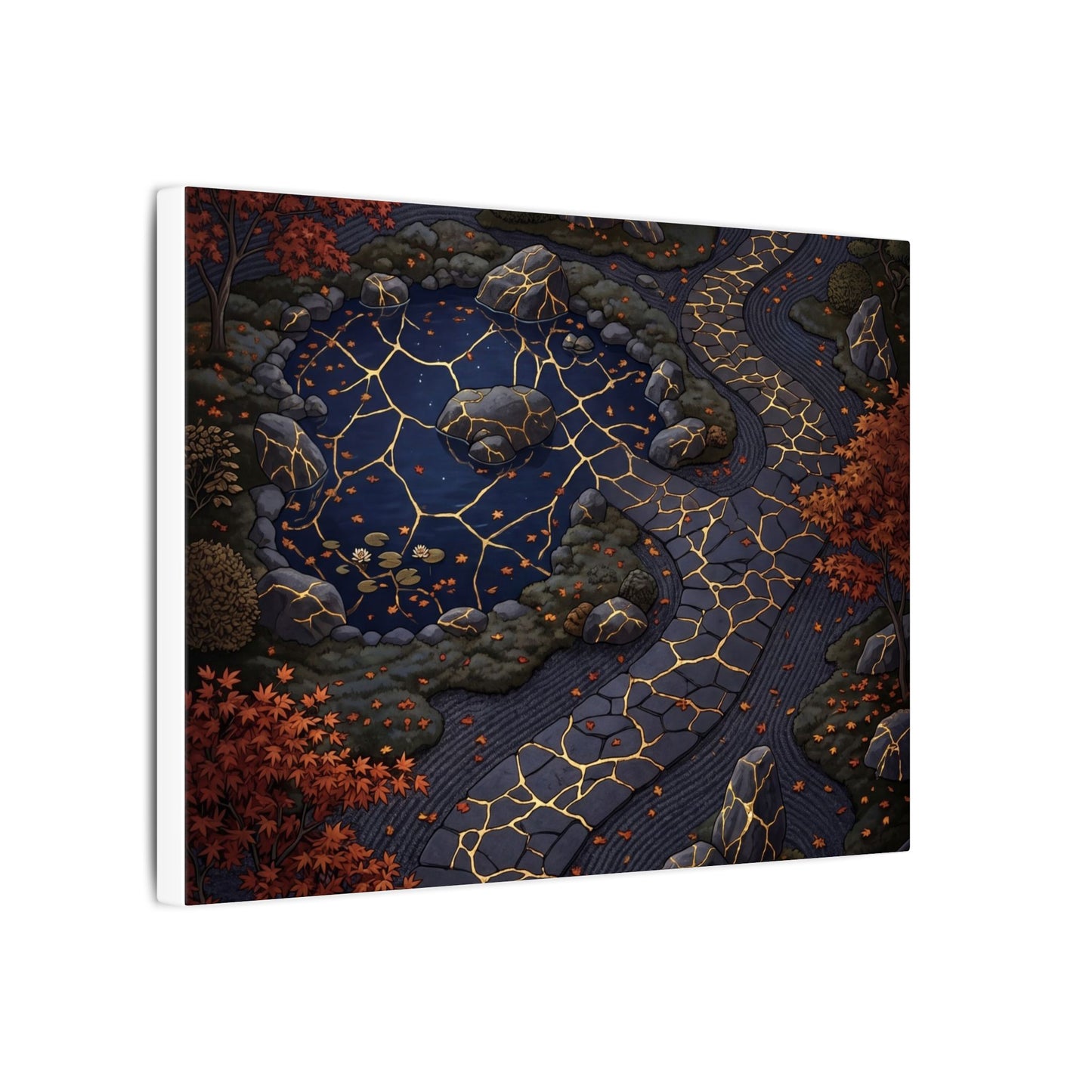 Moonlit Garden Gold Vein Canvas Art | Resilient Kintsugi Art