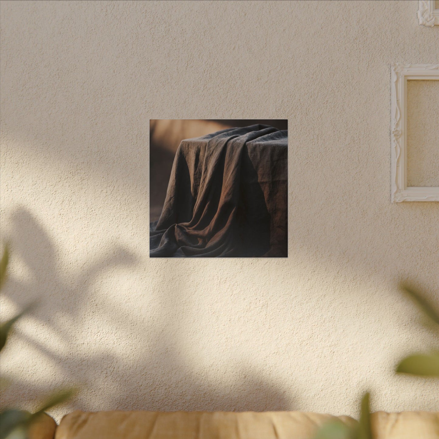 Silk Drape Canvas Art | Winter Dark Japandi Shadow Zen Art